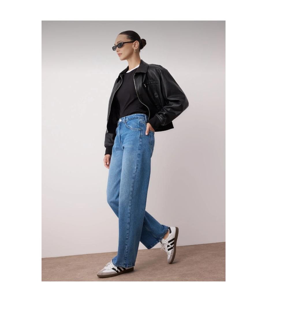Blue High Waist Wide Leg Wide Leg Jeans