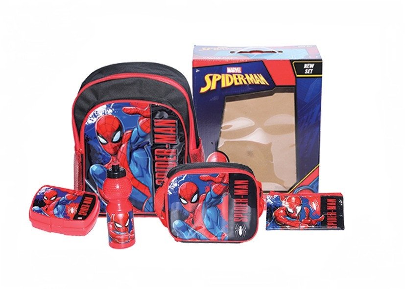 Marvel Spiderman Gamer 5 in 1 Water Bottle Bag and Lunch Box Set